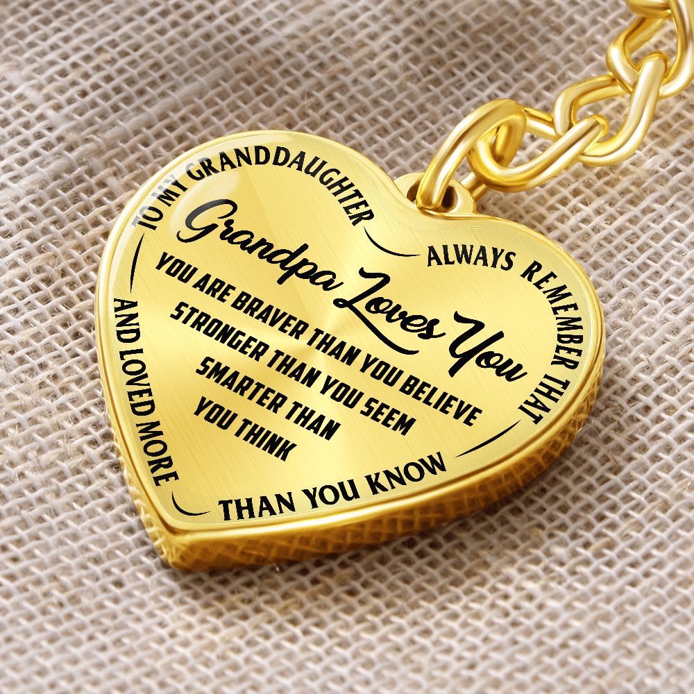 Grandpa Loves You - Heart Keychain